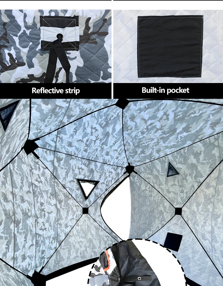 Outdoor Ice Fishing Tent Equipment Winter Fishing Thickened Cotton Quick-Open Quilted Warm And Cold-Proof Four-Person House