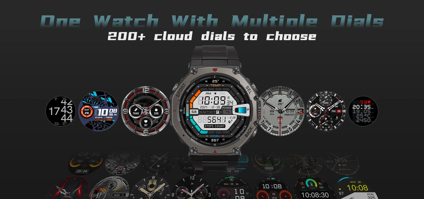 New T-Rex3 GPS Smart Watches 2025 for Xiaomi IOS Military Smartwatch Men 10ATM Waterproof 170 Sport Modes Built-in GPS BT Call