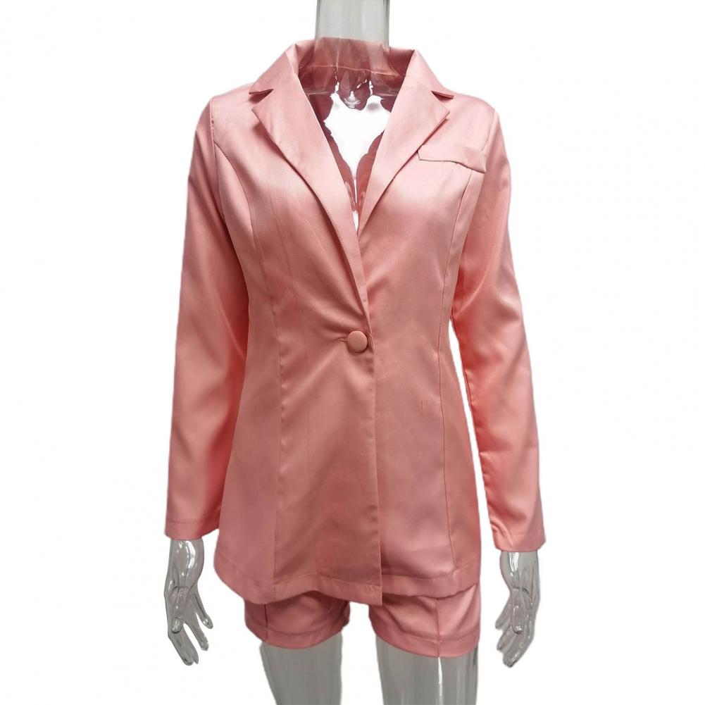 Women Suit Coat Single Button Lapel Deep V Neck Solid Color Formal Business OL Commute Lady Coat Jacket Slim Fit Blazer