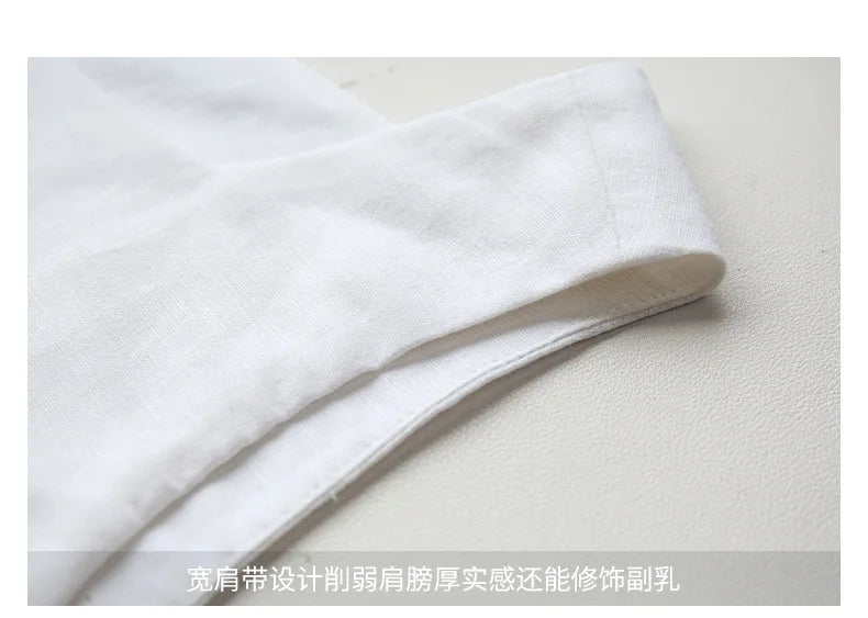 Dresses 2025 Woman Cotton Linen Square Collar Sleeveless Summer White Black Short Mini Holiday Beach Streetwear Elegant Vestidos