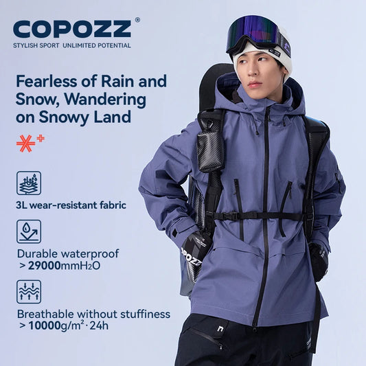 COPOZZ Skiing Coats Winter Warm Women Men Tracksuit Hooded Sports Snowboard Jacket Mountain Female Outwear Windproof Ski Clothes