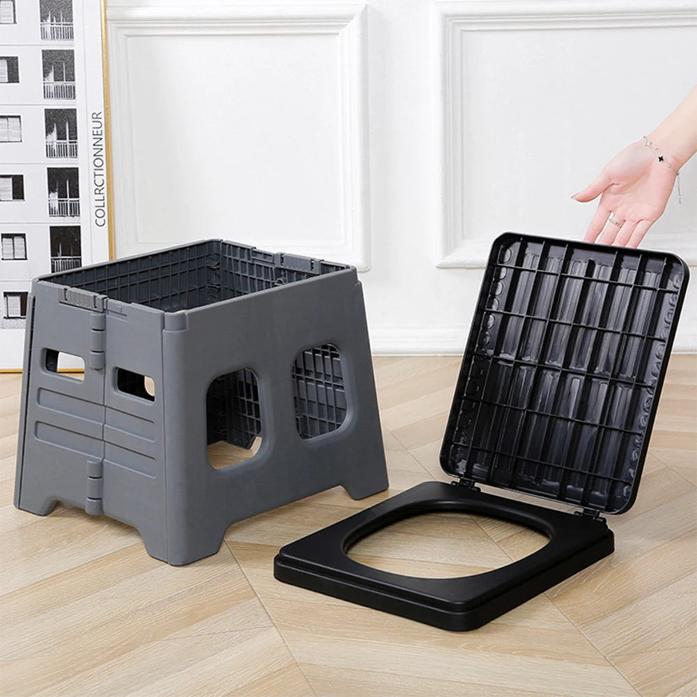 Portable Camping Toilet with Lid Foldable Outdoor Camp Toilet Multifunctional Folding Truck Toilet for Emergencies Car Outdoor