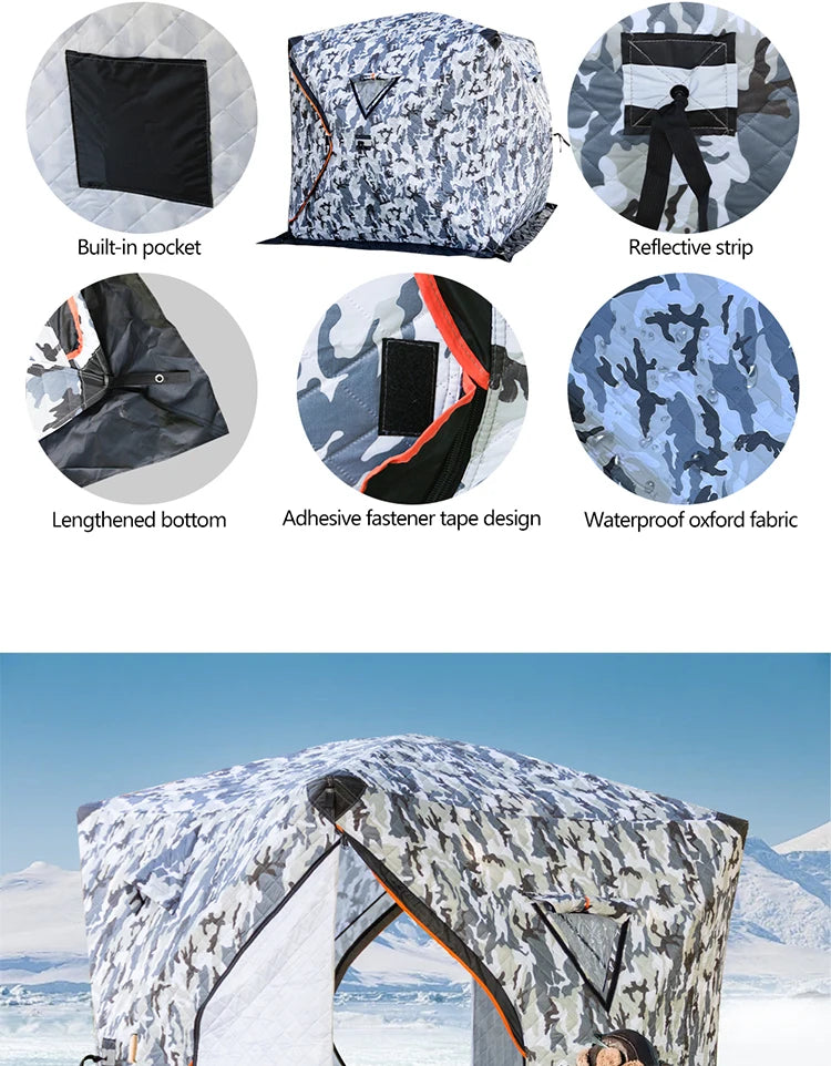 Outdoor Ice Fishing Tent Equipment Winter Fishing Thickened Cotton Quick-Open Quilted Warm And Cold-Proof Four-Person House