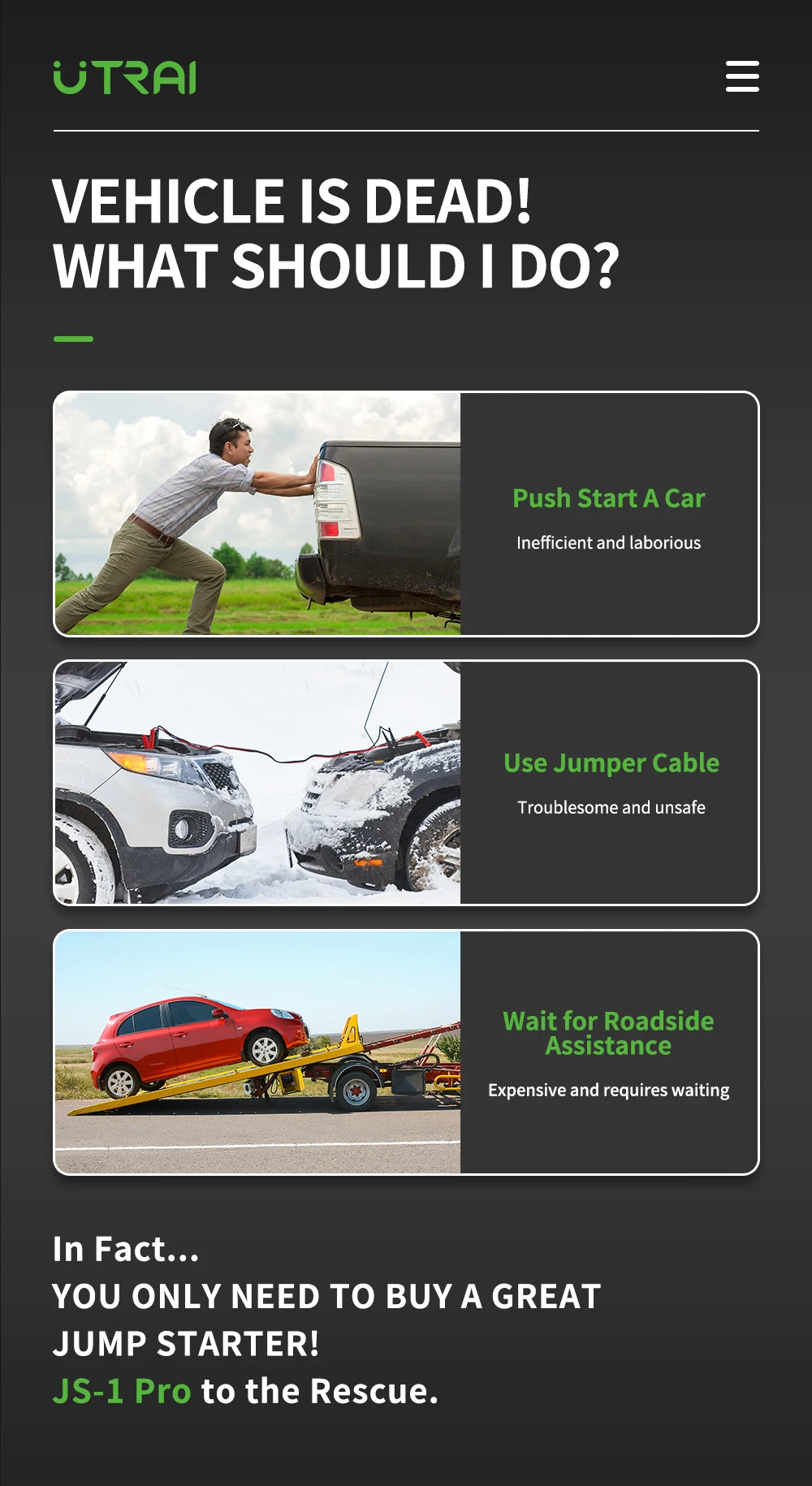 UTRAI Power Bank 2500A Jump Starter Portable Charger Car Booster 12V Auto Starting Device Emergency Car Battery Starter