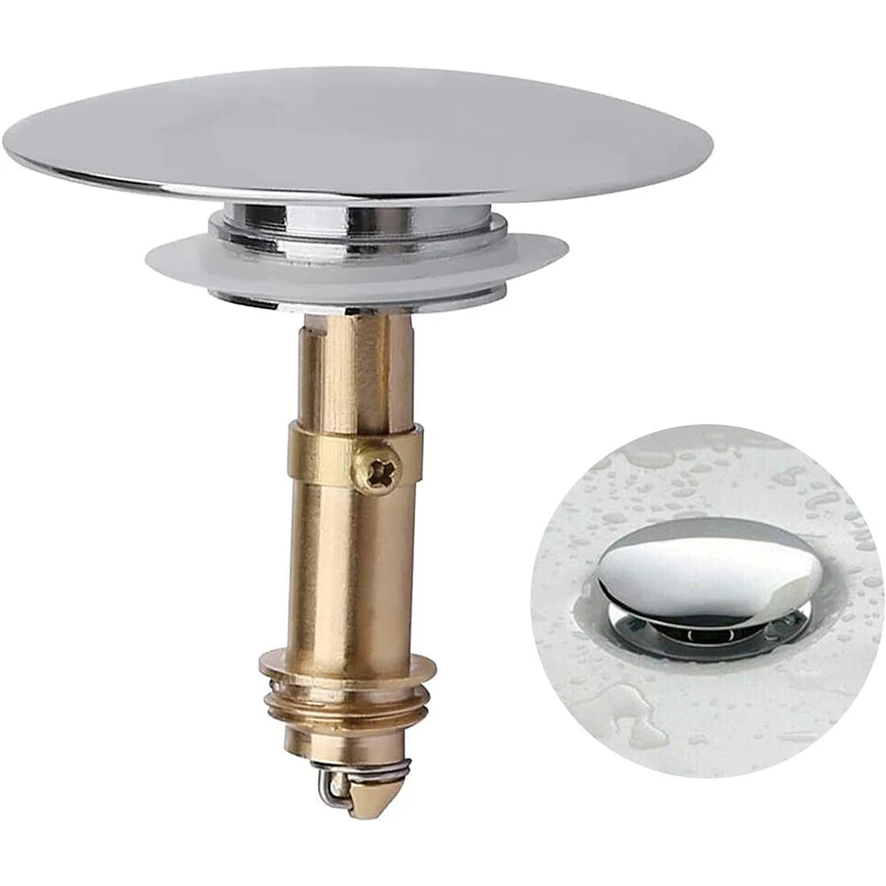 Brass Chrome Pop Up Basin Waste Drain Filter Bathroom Sink Push Button Click Clack Plug Hair Catcher Bathtub Drain Stopper