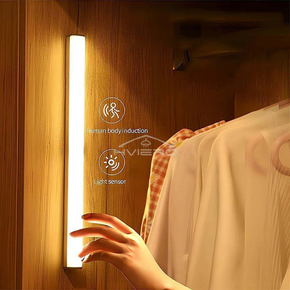 Motion Sensor Night Lights Wireless LED Cabinet Lamps USB Rechargeable Magnetic For Wardrobe Room Closet Kitchen Aisle lighting