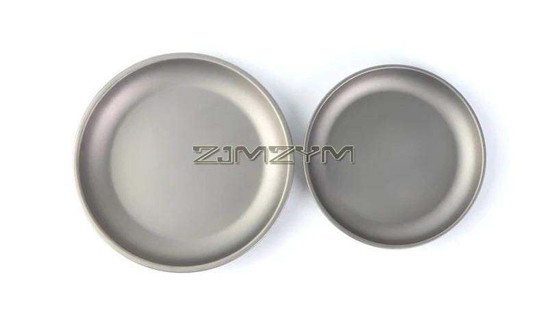 Ultralight Titanium Bowl Pan Plate Dish 22cm 18.5cm Round Plate Outdoor Camping Portable Tableware for Backpacking & Camping