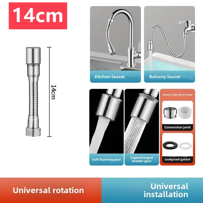 Stainless Steel Universal 1080° Rotation Faucet Sprayer Head For Kitchen Washbasin Extension Faucet Bubbler Tap Splash Nozzle