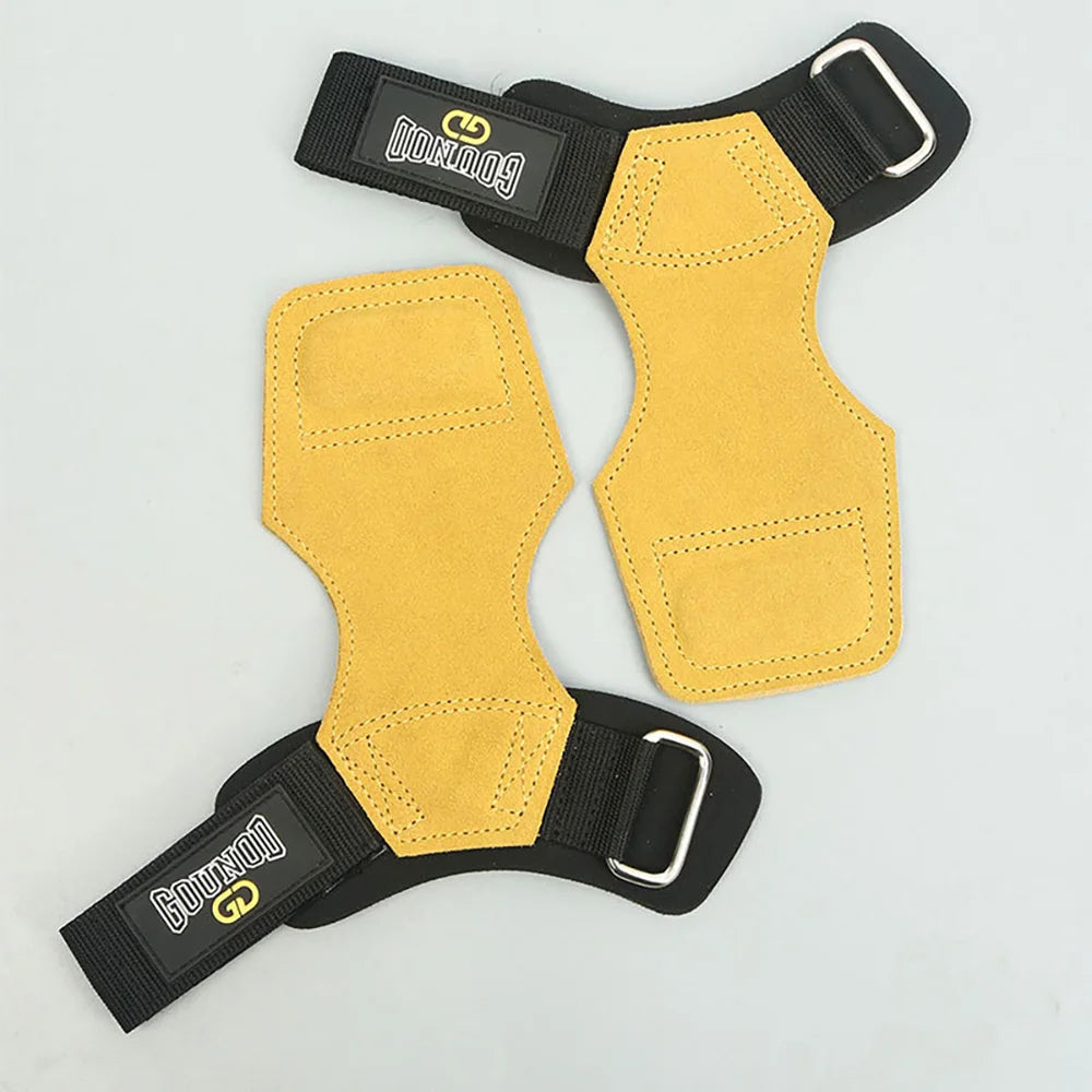 Wrist Straps for Weightlifting Double Layers Cow Leather Gloves Women Men Deadlift Maximum Grip Support Bench Press Pull-up F18