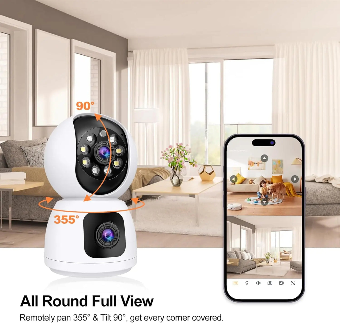 8MP Dual Lens Tuya 5G WIFI IP Camera 4K HD Dual Screen PTZ Home Security Camera Auto Tracking Indoor Wireless Video Surveillance