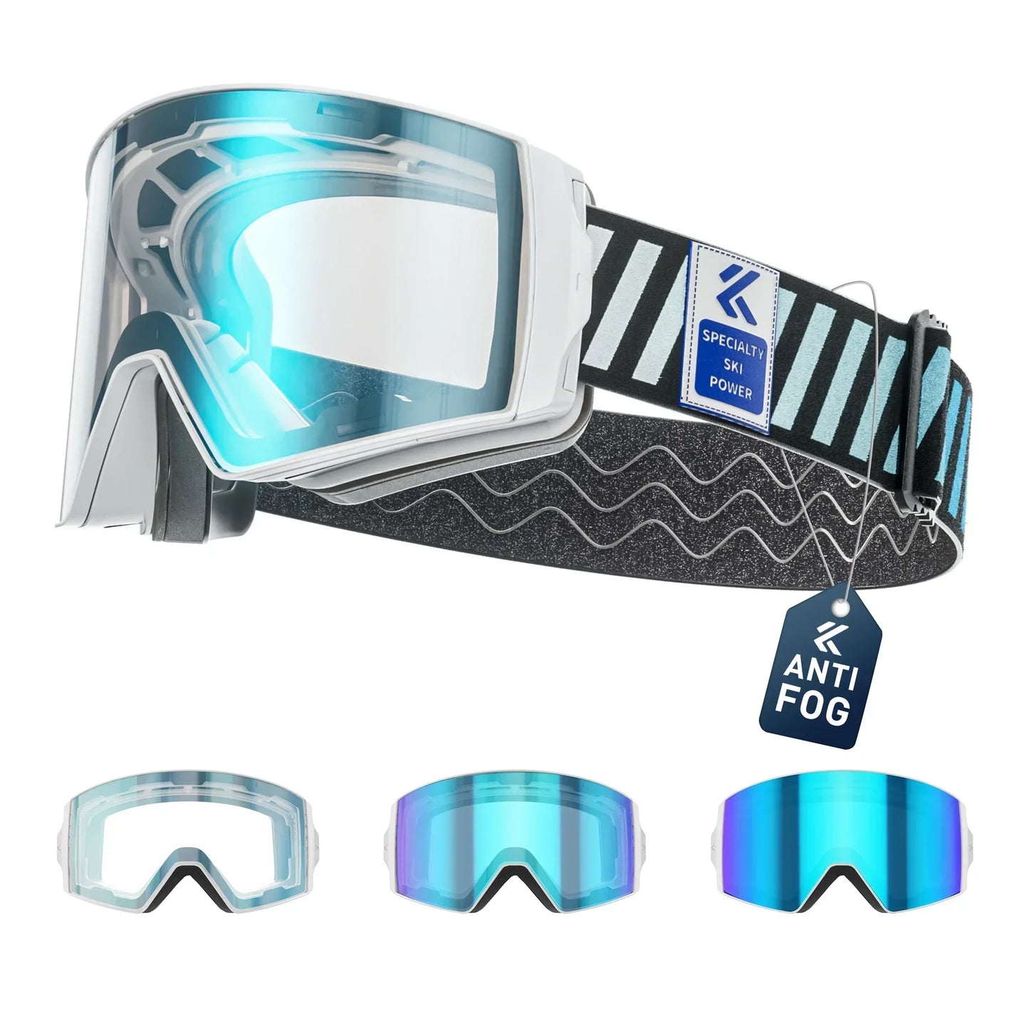 KAPVOE New Outdoor Photochromic Ski Goggles Winter Snow Sports for Unisex Snow Glasses UV400 Anti-fog Magnetic Snowboard Glasses