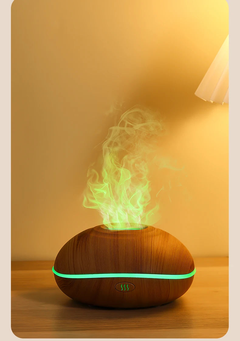 Air Humidifier Aromatherapy Essential Oil Diffuser Wood Grain 200ml Ultrasonic Remote Control 7 Color Lights For Home Bedroom