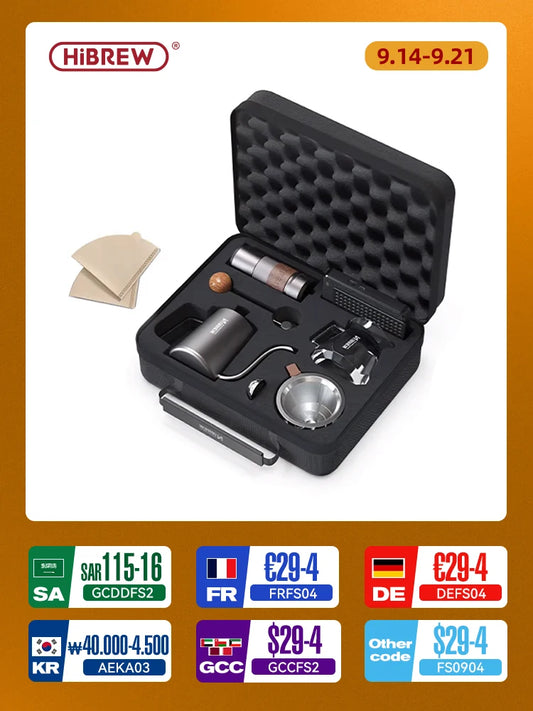 HiBREW Pour Over Coffee Kettles Manual Coffee Grinder Coffee Maker 8 pcs Set