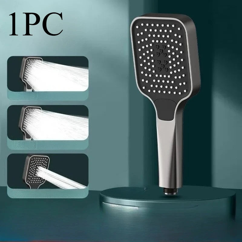 1pc Large Area Shower Spray Silvery Head with 3 Adjustable Modes,High-Quality High-Pressure Water-Saving Flow Shower Faucet