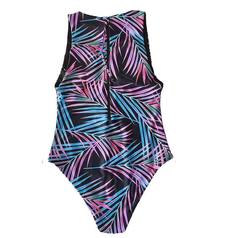 2023 Summer Conservative Tropical Plant Printing Bikini One-piece Swimsuit Beach Bikini Mini Micro Hot