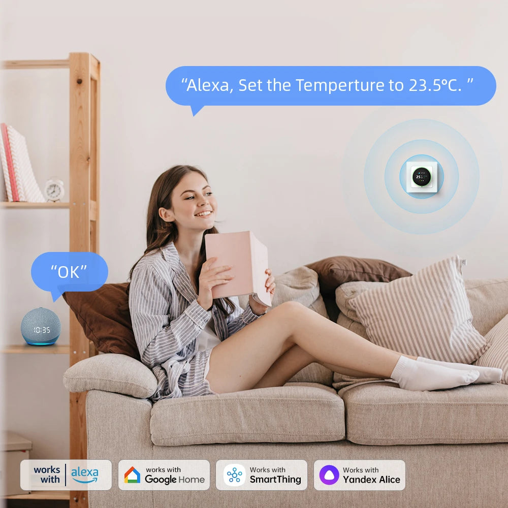AVATTO Tuya WiFi Smart Knob Thermostat Temperature Controller For Water Gas Boiler Electric Heating Works With Alexa Google Home