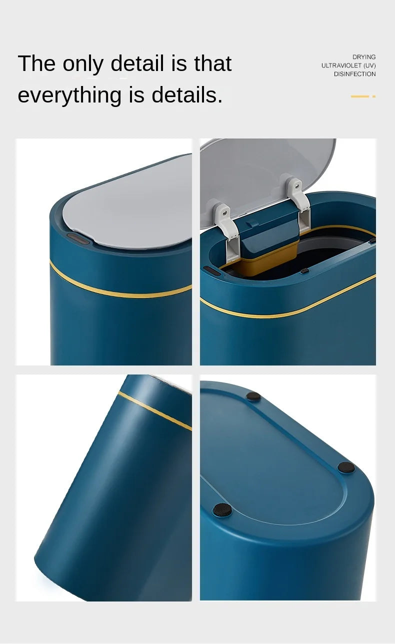 7L Trash Can Smart Sensor Trash Can Automatic Household Electronic Kitchen Trash Bin Toilet Waterproof Narrow Seam Sensor Bin