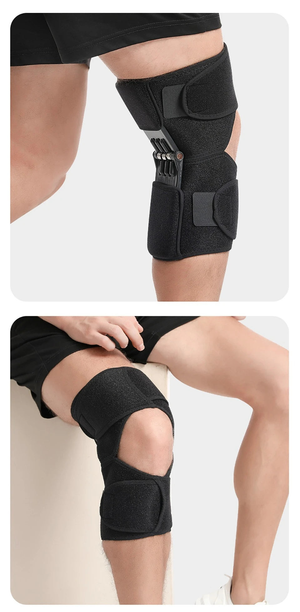 GOBYGO 1Pcs Adjustable Knee Booster Knee Brace For Patella Immobilization Squatting Knee Protector Outdoor Mountaineering Unisex
