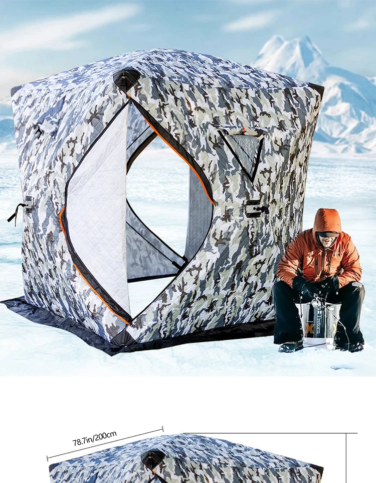 Outdoor Ice Fishing Tent Equipment Winter Fishing Thickened Cotton Quick-Open Quilted Warm And Cold-Proof Four-Person House