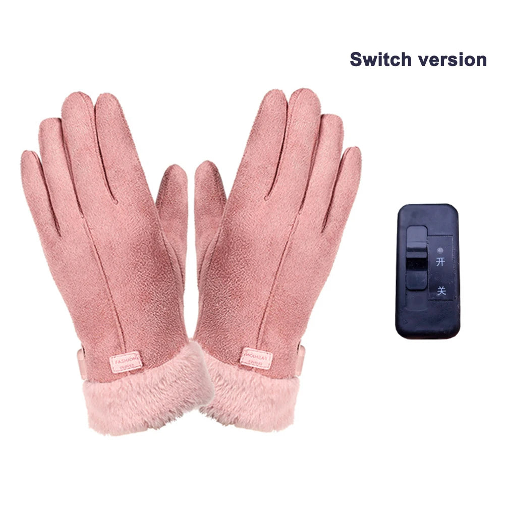 Heated Full Finger Mittens Touch Screen USB Warm Hand Heating Gloves Windproof Constant Temperature for Skiing Riding Hiking