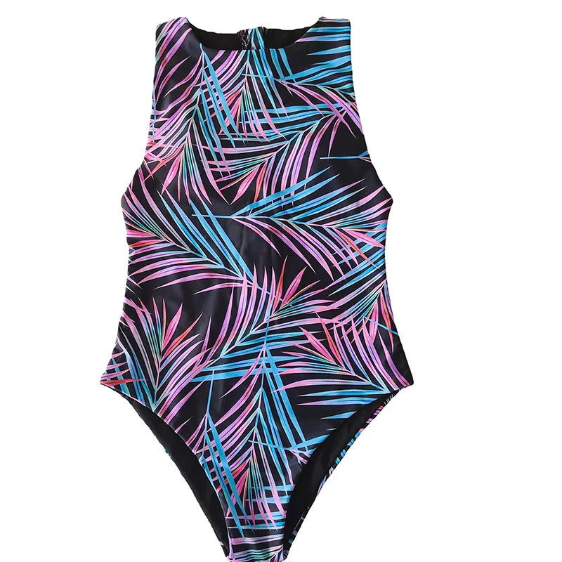 2023 Summer Conservative Tropical Plant Printing Bikini One-piece Swimsuit Beach Bikini Mini Micro Hot