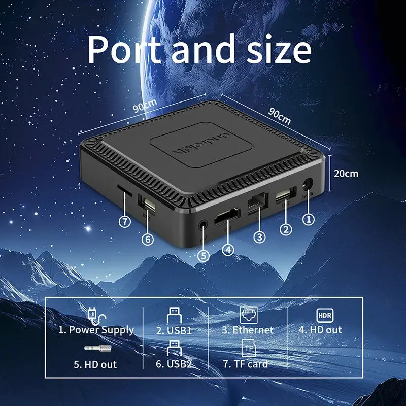 2025 New Q7 Smart TV Box Android14 Allwinner H313 8G+128GB ROM Dual-Band WiFi 6 Bluetooth 5.2 Google Voice Remote Media PlayerGoWisse.com