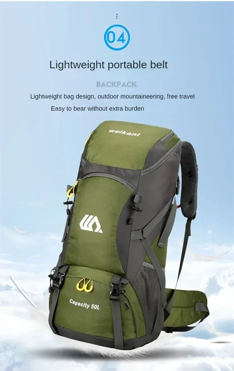 50L Travel Backpack Camping Bag For Men Large Hiking Bag Tourist Rucksack Waterproof Outdoor Sports Climbing Mountaineering Bag