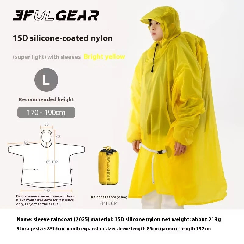 3F UL GEAR Sleeve Raincoat Lightweight Windproof and Waterproof PU5000mm 3D Silicon Coating Fabric About 180g Nylon Polyester