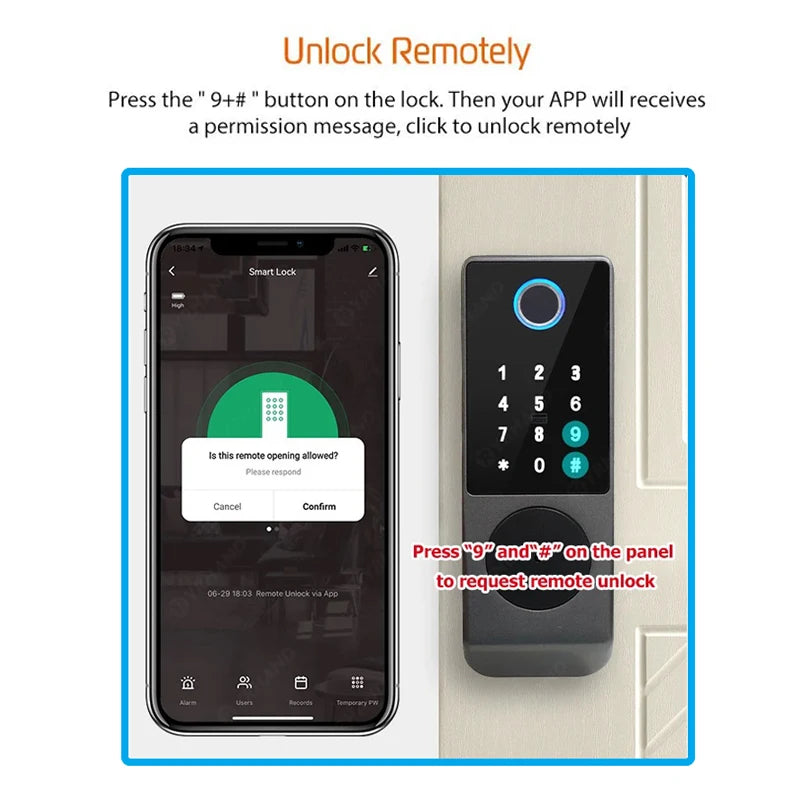 Tuya Wifi Waterproof Outdoor Smart Door Lock TTLock App Fingerprint Lock Card Code Remote Unlock Keyless Digital Electronic Lock