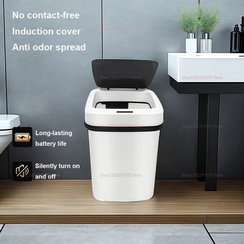 Smart Touchless Trash Can 13L Automatic Sensor Garbage Bin Waterproof Kitchen Bathroom Toilet Waste Bin for Living Room Bedroom