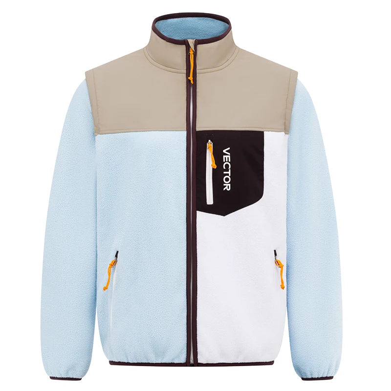VECTOR Brand Fleece Jacket with Detachable Sleeves for Windproof Warm Anti-static Outdoor Sports Skiing Hiking Daily Wear