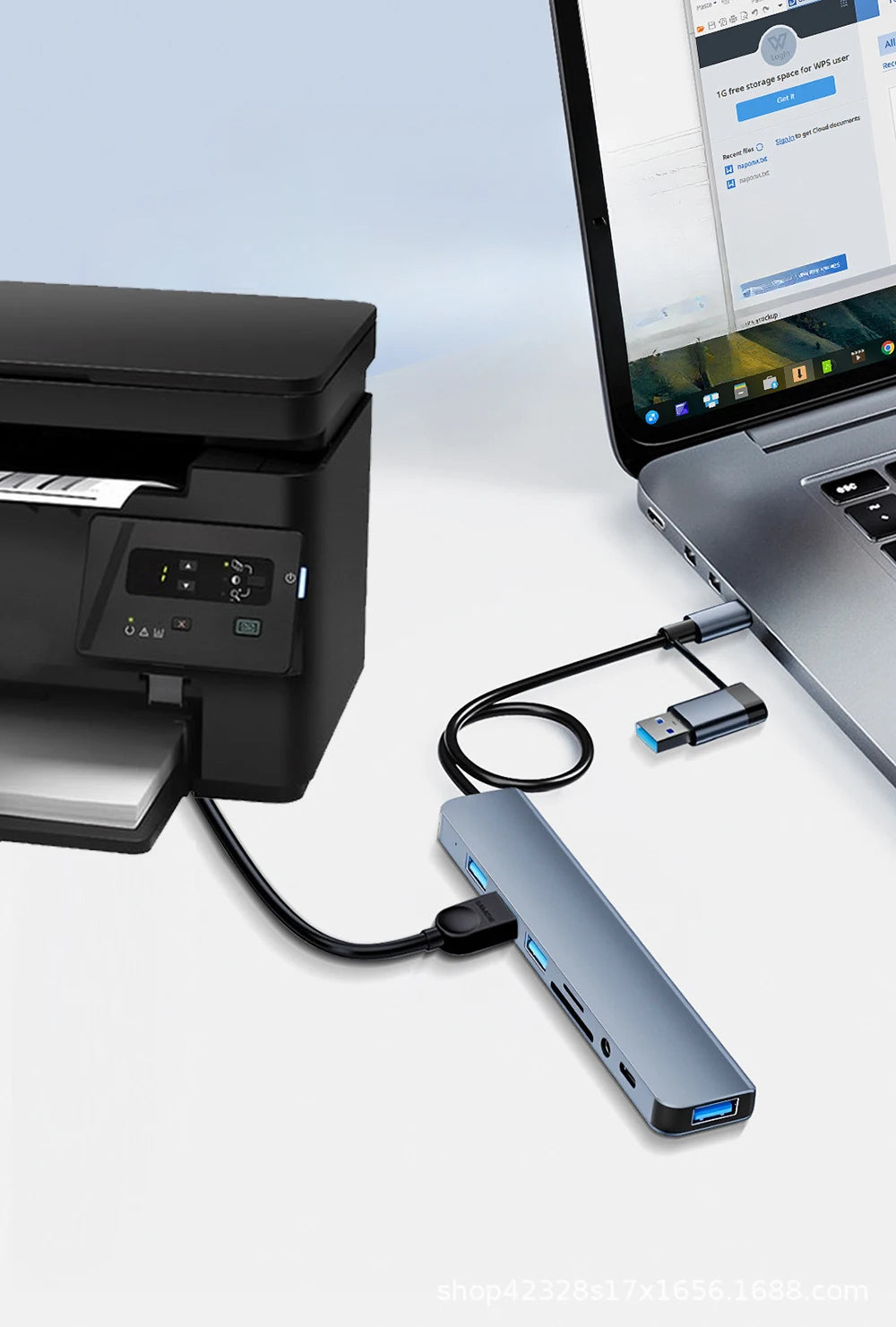 USB HUB with detachable card reader, USB C port, USB 3.0 / 2.0, SD/TF detachable card reader, docking station, accessories