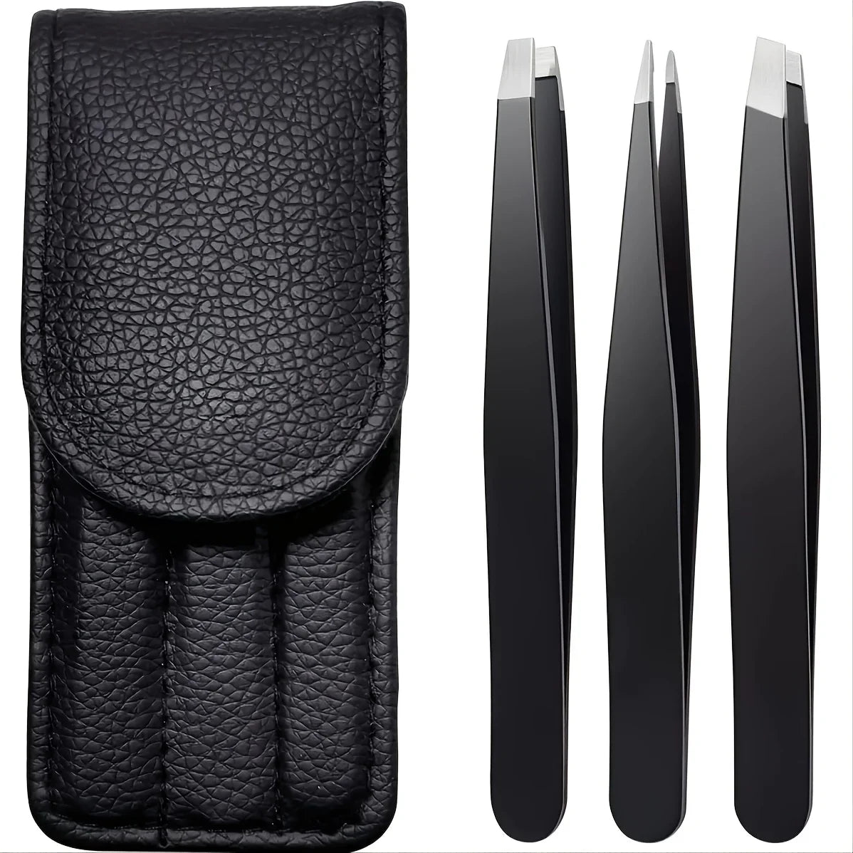 3pcs Premium Stainless Steel Eyebrow Tweezers Set  Precision Sharp Tip Tweezers for Body Ingrown and Facial Hair Removal
