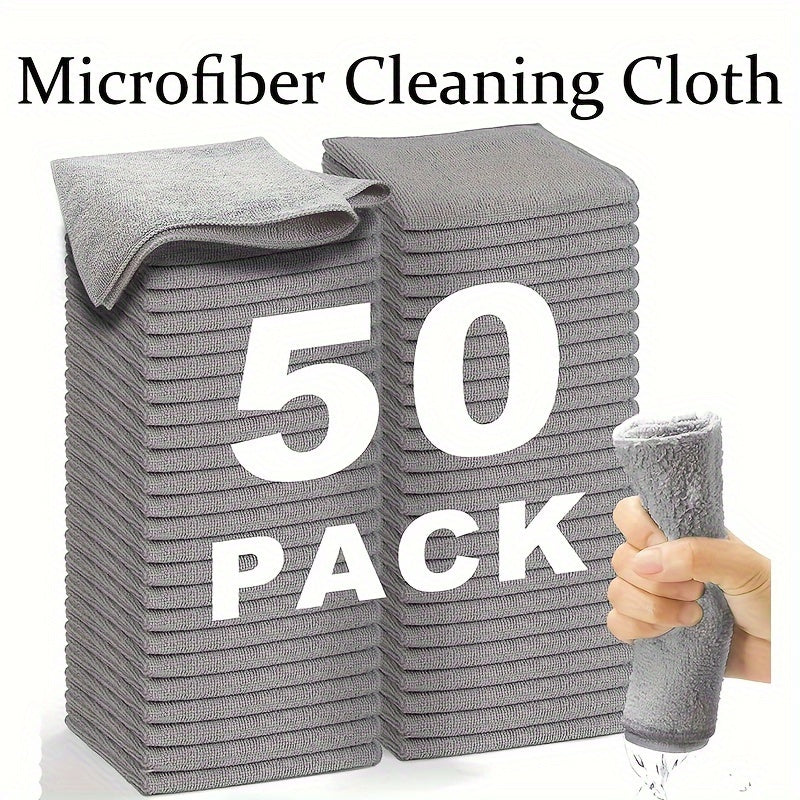 50pcs Ultra Absorbent Microfiber Towels for Car Washing, Dish Drying & Glass Cleaning - Compact, Ultra-Soft, Non-Scratch, Hand Wash Only, Square, Kitchen Towels