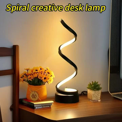 Bedside Table Lamp for Bedroom - 2/1 Pack Touch Lamp USB C Charging Ports, 3 Way Dimmable Modern Minimalist Dimmable Spiral Table Lamp for Living Room, Desk, LED Bulb Included (Black/White)