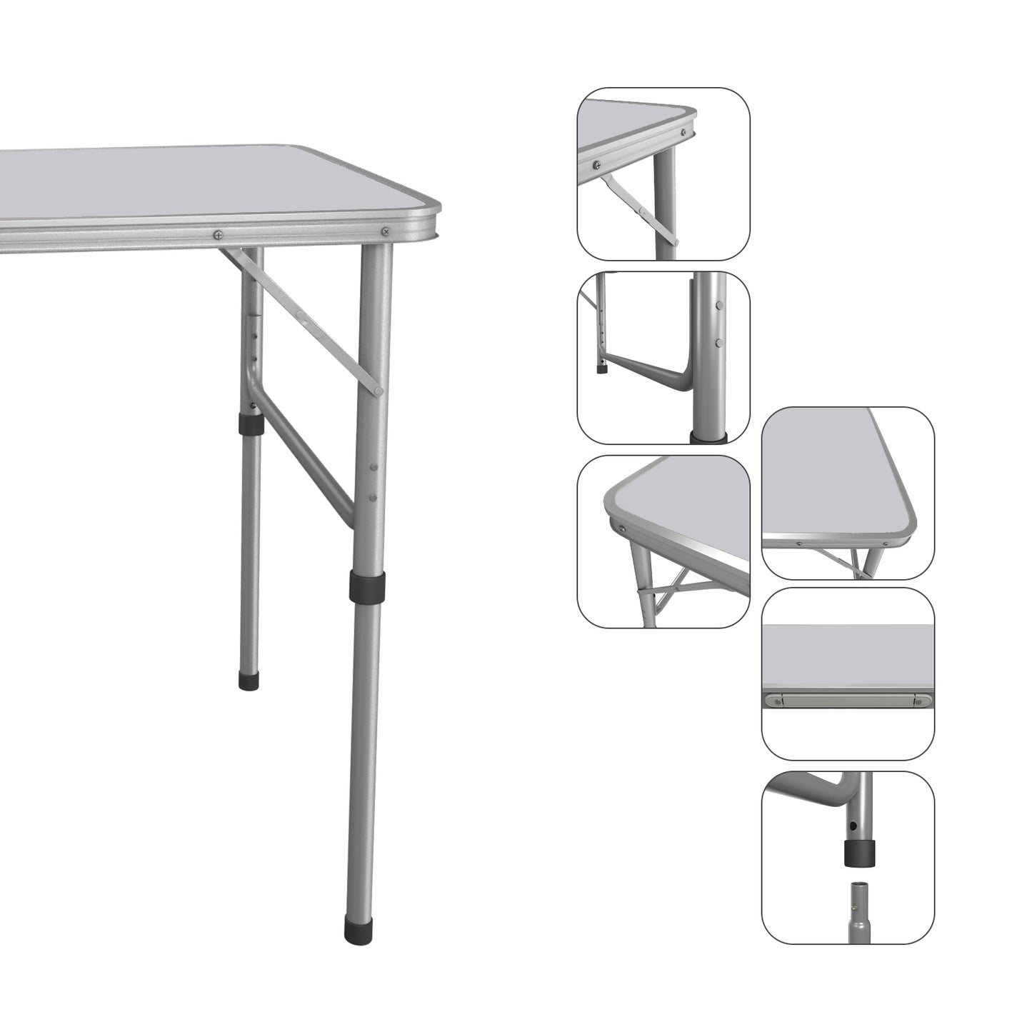 Folding Table Heavy Duty Table Camping Party Picnic Dining Garden,Portable Folding Camping Table, 2.5ft Adjustable Height Table