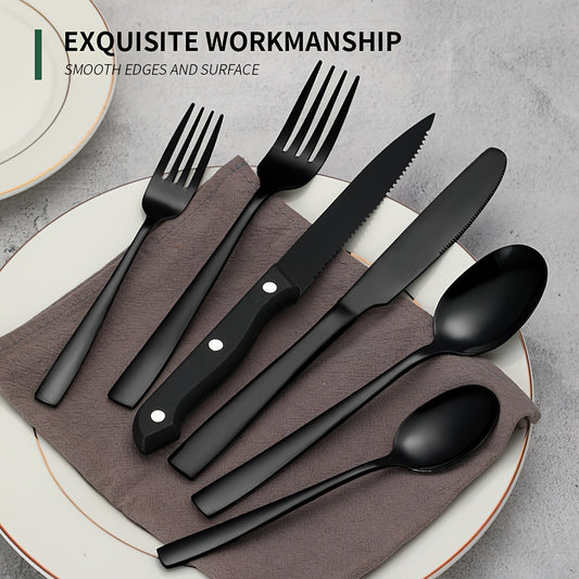 24/48pcs Stainless Steel Flatware Set, Mirror Polish Families Hotels Knives Forks Spoons Cutlery Set with Gift Box for 8 Persons, Durable, Mirror Polished, Dishwasher Safe, Perfect for Parties, Weddings, Banquets