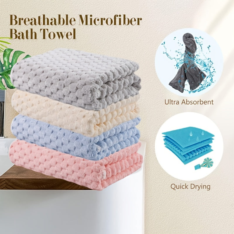 4 Pack Adult Microfiber Bath Towels, Super Absorbent Soft Waffle Bath Towels, Quick Dry Bath Towels For Daily Use, Spa, Gym And Travel, Wash Cloths