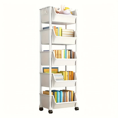 5 Layers/1pc/2pcs [Mobile Storage Rack] 5-tier Mobile Storage Rack | Multi-layer SPA Storage Cart - Non-electric, with Wheels, Suitable for Garage, Living Room, Bedroom Dormitory Book Storage, Utility Shelves