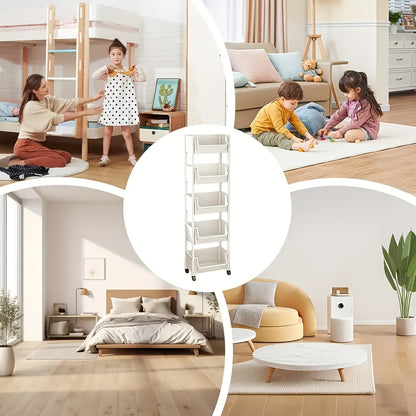 5 Layers/1pc/2pcs [Mobile Storage Rack] 5-tier Mobile Storage Rack | Multi-layer SPA Storage Cart - Non-electric, with Wheels, Suitable for Garage, Living Room, Bedroom Dormitory Book Storage, Utility Shelves