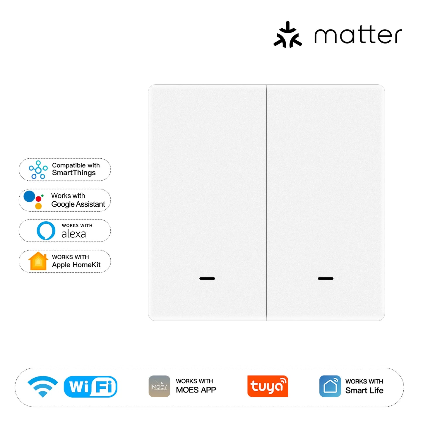 MOES WiFi Matter Smart Switch Light Button Tuya Remote Control EU Verison Work With Alexa Google Home Apple Homekit Smartthings