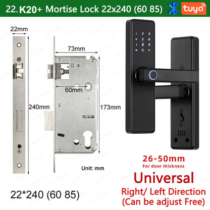 RAYKUBE K20 9-language Biometric Fingerprint Door Lock Electronic Door Lock with  Tuya APP/IC Card/Password/ Key Unlock