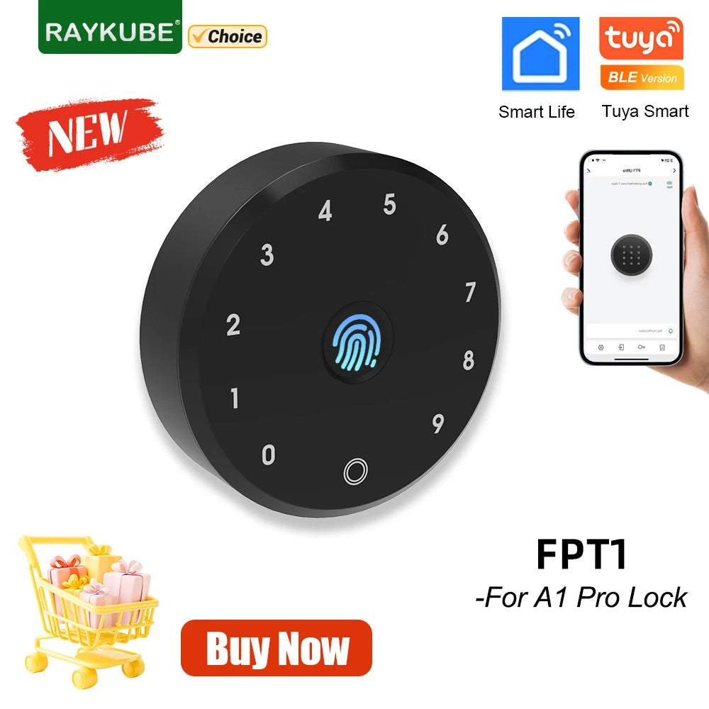RAYKUBE A1 Pro Tuya BEL Smart Door Lock Set with Fobs/ Keypad/ Smart Key Tuya Remote Unlock Work with Alexa Google Assistant