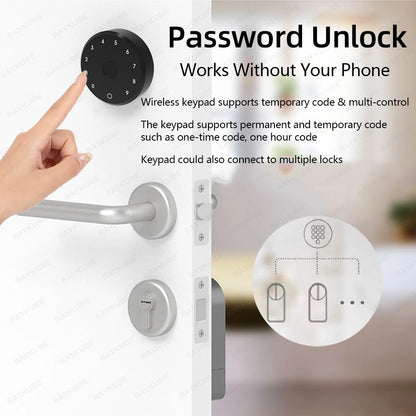 RAYKUBE A1 Pro Tuya BEL Smart Door Lock Set with Fobs/ Keypad/ Smart Key Tuya Remote Unlock Work with Alexa Google Assistant