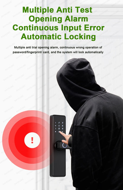 RAYKUBE K20 9-language Biometric Fingerprint Door Lock Electronic Door Lock with  Tuya APP/IC Card/Password/ Key Unlock