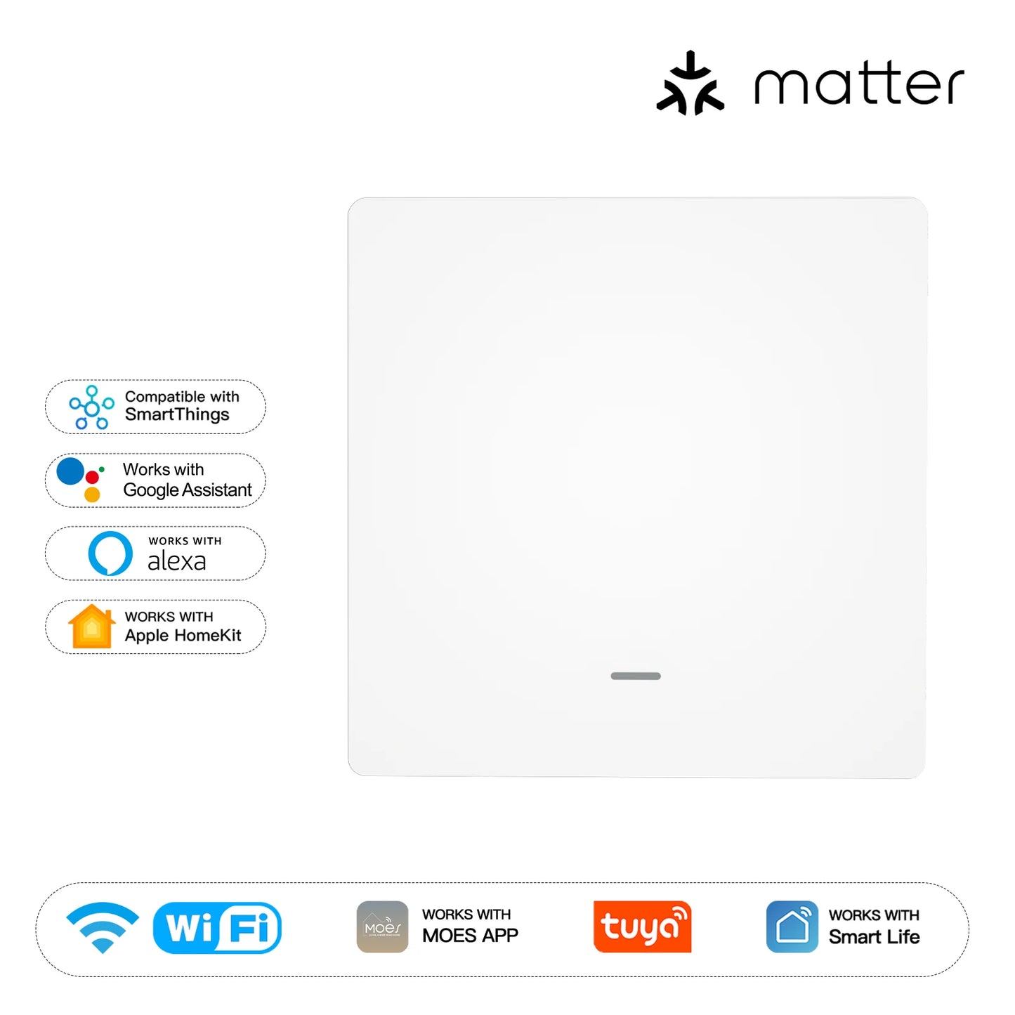MOES WiFi Matter Smart Switch Light Button Tuya Remote Control EU Verison Work With Alexa Google Home Apple Homekit Smartthings