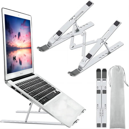 Aluminum Metal Folding Laptop Table Adjustable Laptop Table Tablet Holder Up to 17 Inch Resistant