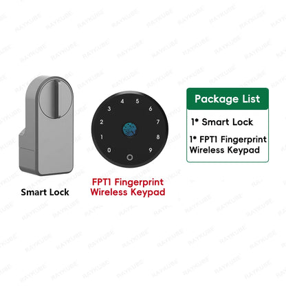 RAYKUBE A1 Pro Tuya BEL Smart Door Lock Set with Fobs/ Keypad/ Smart Key Tuya Remote Unlock Work with Alexa Google Assistant
