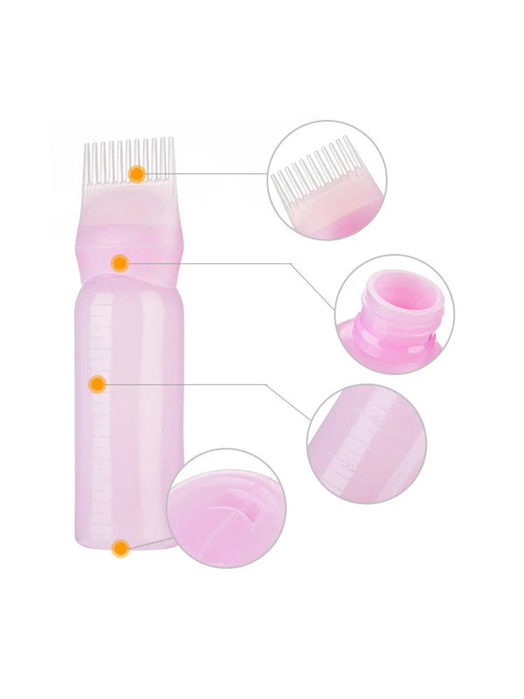 120ml Hair Dye Refillable Bottle Applicator Comb Multicolor Plastic Dispensing Salon Oil Hair Coloring Hairdressing Styling Tool