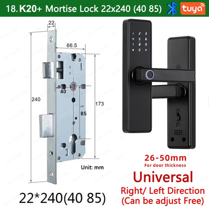 RAYKUBE K20 9-language Biometric Fingerprint Door Lock Electronic Door Lock with  Tuya APP/IC Card/Password/ Key Unlock